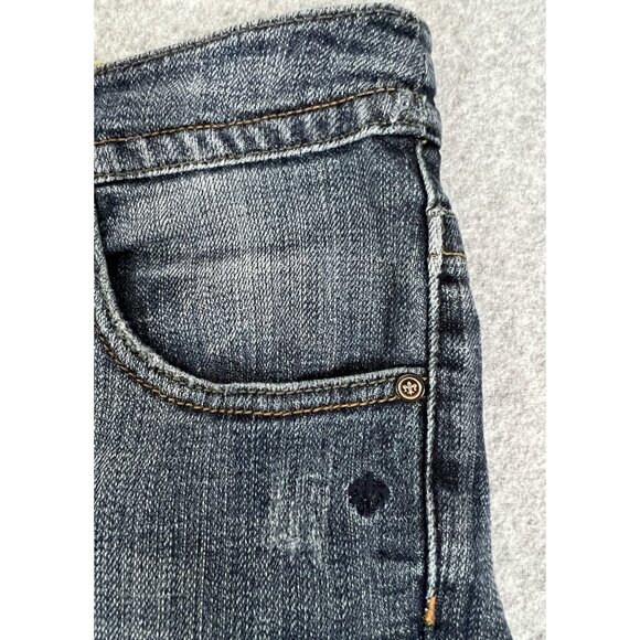 Kristian Alfonso Jeans Women 16 Bootcut Distressed Wash Fleur de Lis Embroidered - Picture 4 of 16